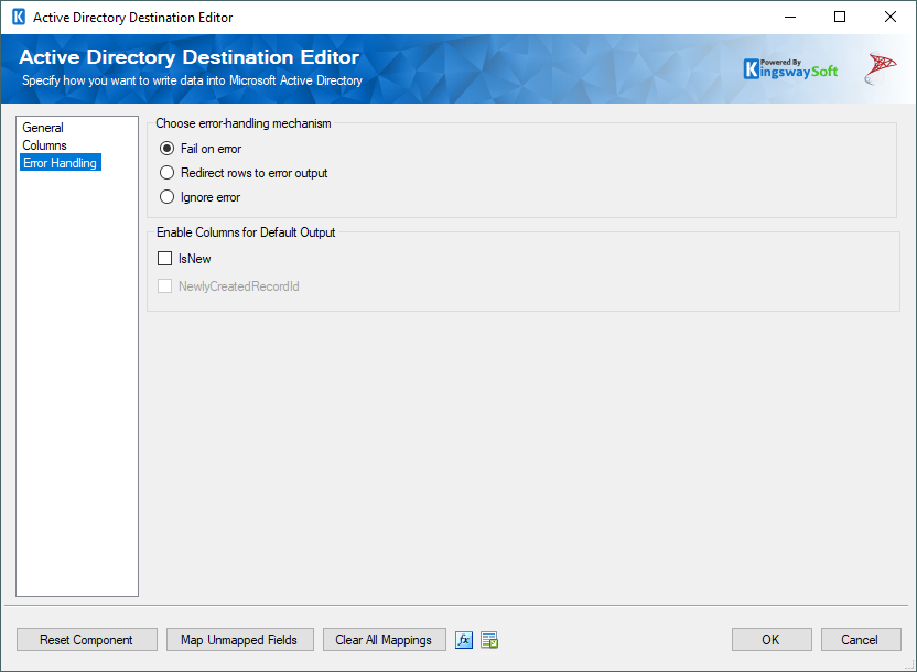Active Directory Destination Editor